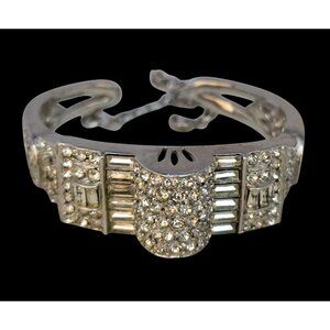 Stunning Ledo Art Deco Style Dimensional Rhinestone Cuff Bracelet (A8475)